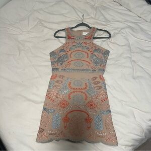 J.O.A. Cream and Blue Mini Dress